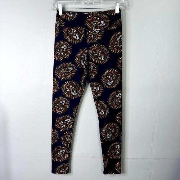 LuLaRoe Lion Scatter Print Navy Blue Orange Yellow Leggings Women's One Size OS - Picture 2 of 12